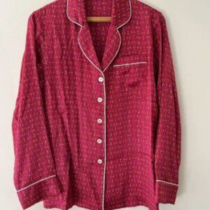 Olivia Von Halle Silk Pajama Top Size Medium